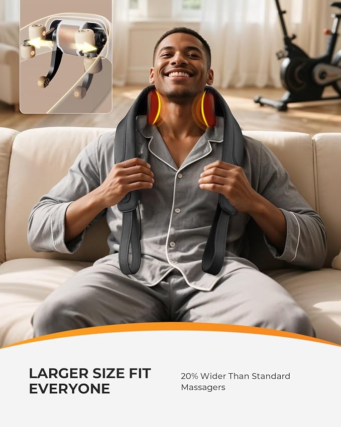 CooCoCo Shiatsu Neck and Back Massager,HSA Eligible,Cordless Neck Shoulder Massager for Pain Relief Deep Tissue,6D Kneading Massager with Dual-Zone Heat and Larger Size, Birthday Gifts for Dad Mom