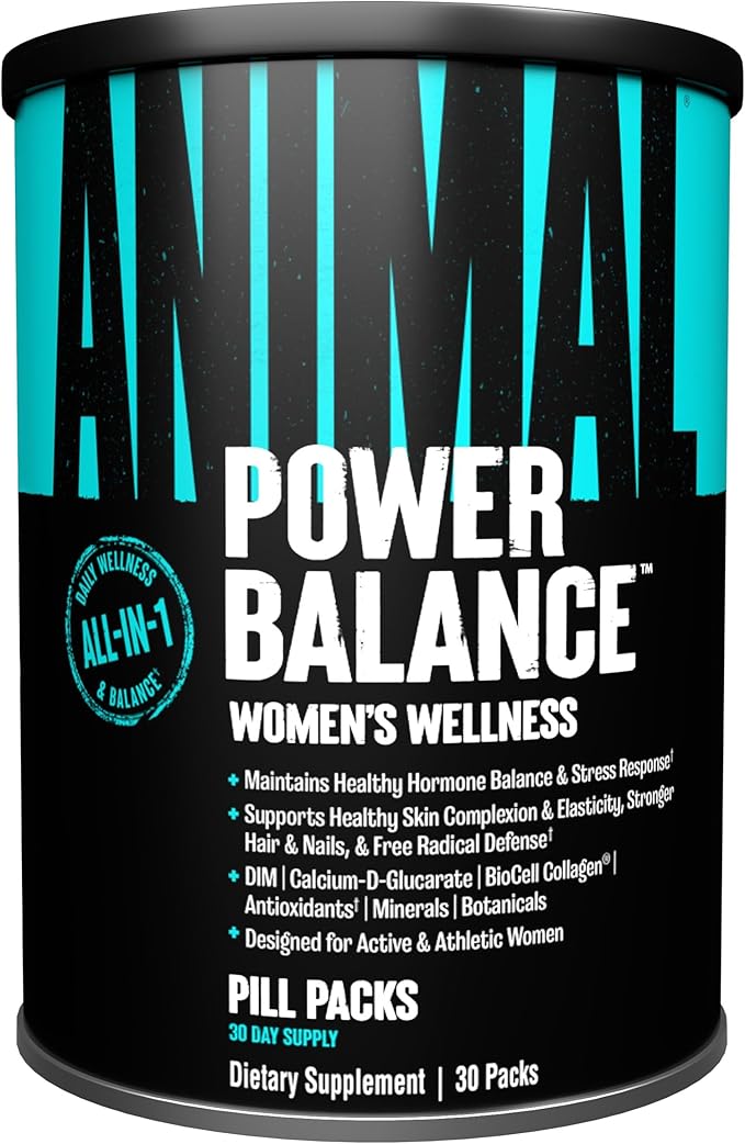 Animal Power Balance – Women's Alpha F Comprehensive Formula – Supports Hormonal Balance, Complexion, Hair, Nails, Mood and Stress, Intestinal Health, & Bone and Joint Health – 30 Packs