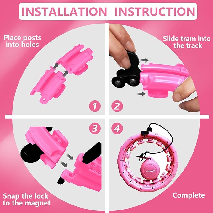 30/12 Knots, Upgraded Magnetic Lock Weighted Hula Hoop for Adults Weight Loss, Infinity Hoop Plus Size, Children Adults Home Outdoors, Fitness Exercise, Abdominal Toner