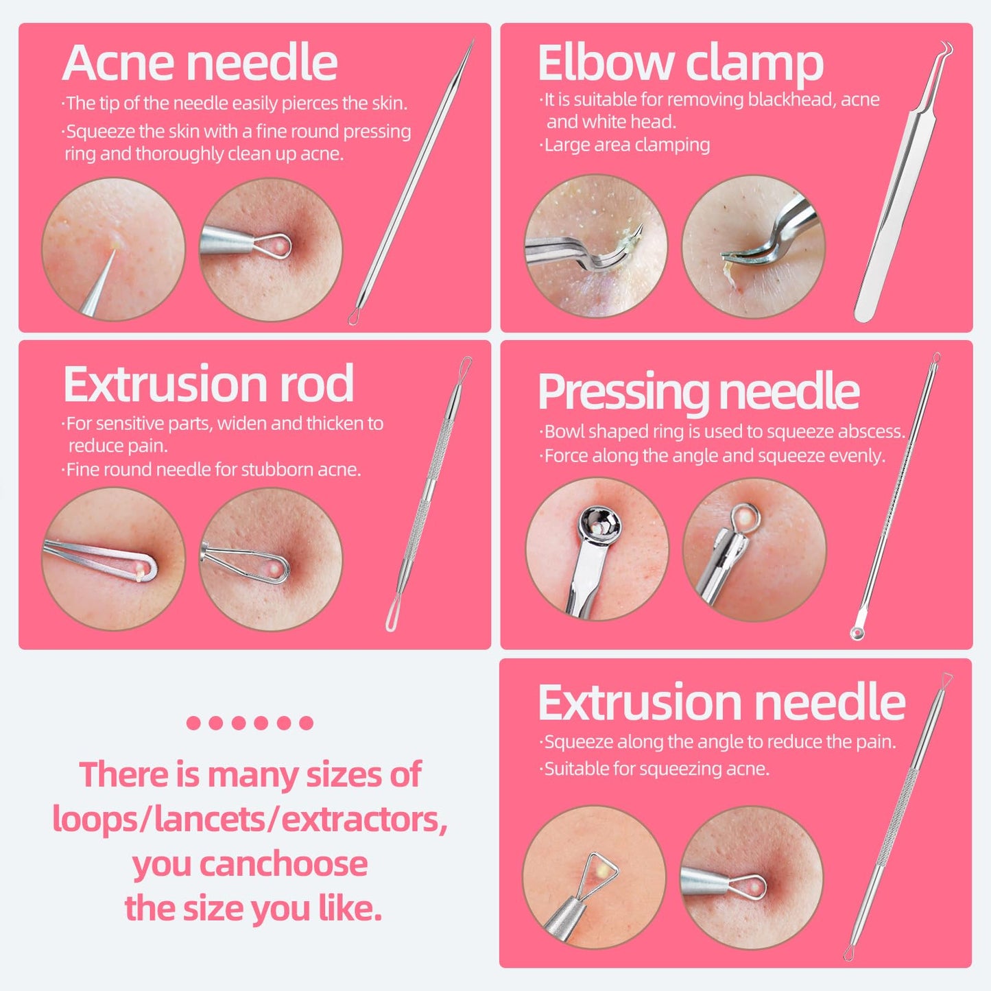 JPNK Blackhead Remover Tool Comedones Extractor Acne Removal kit & Eyebrow Trimmer Kit, 8PCS in One with 5X Magnifying Mirror