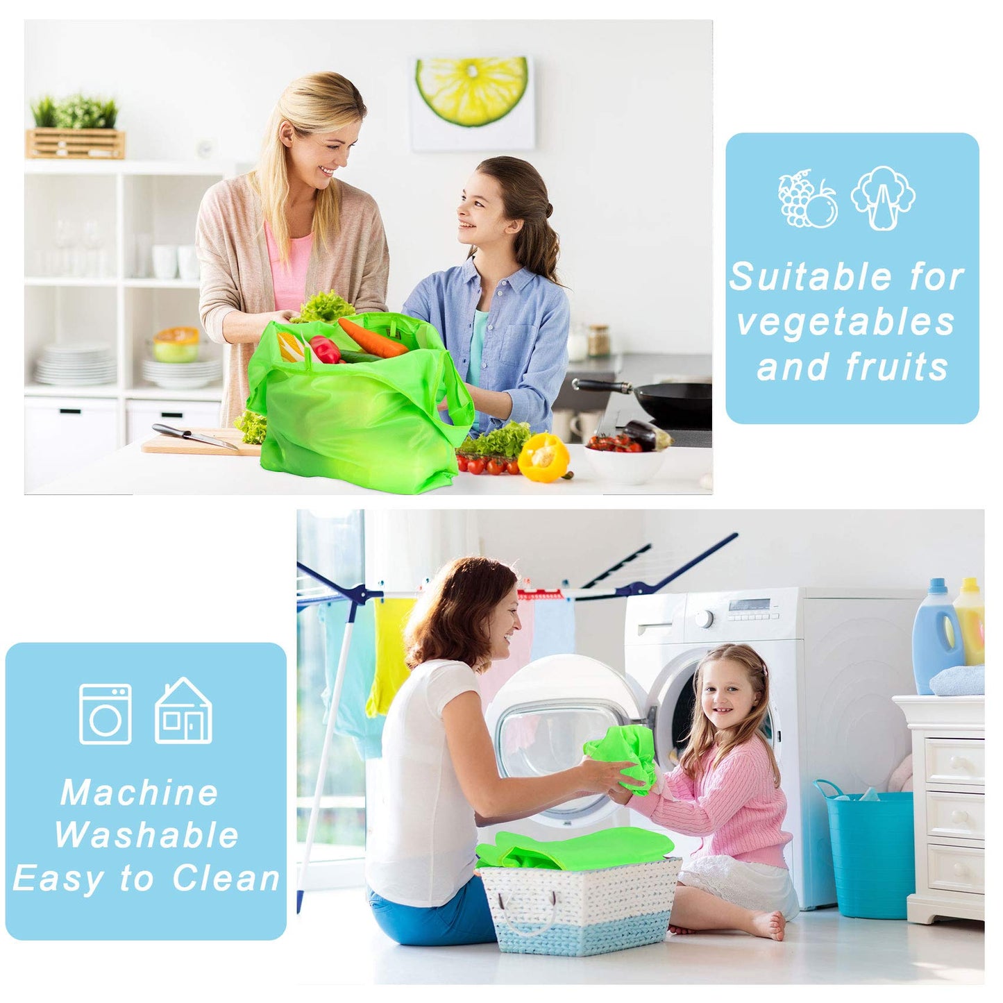 CiCiGo Large Reusable Bags Shopping Washable Foldable 6 Pack Grocery Bags Heavy Duty Lightweight Folding Gift Tote Bag Durable Polyester Color