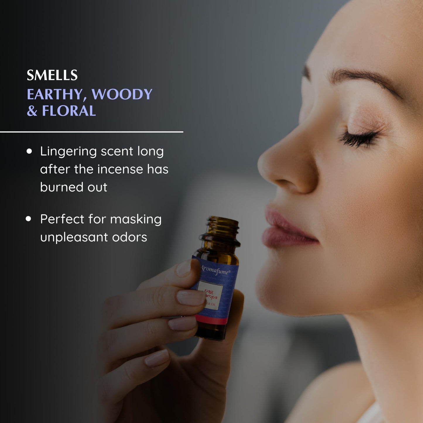 Nag Champa Essential Oil Diffuser Blend by Aromafume | 30ml/1 fl oz | Made with Sandalwood, Jasmine, Ylang Ylang & Champa Flower extracts | Meditative, Spiritual, Calming & Non-Toxic Nag Champa