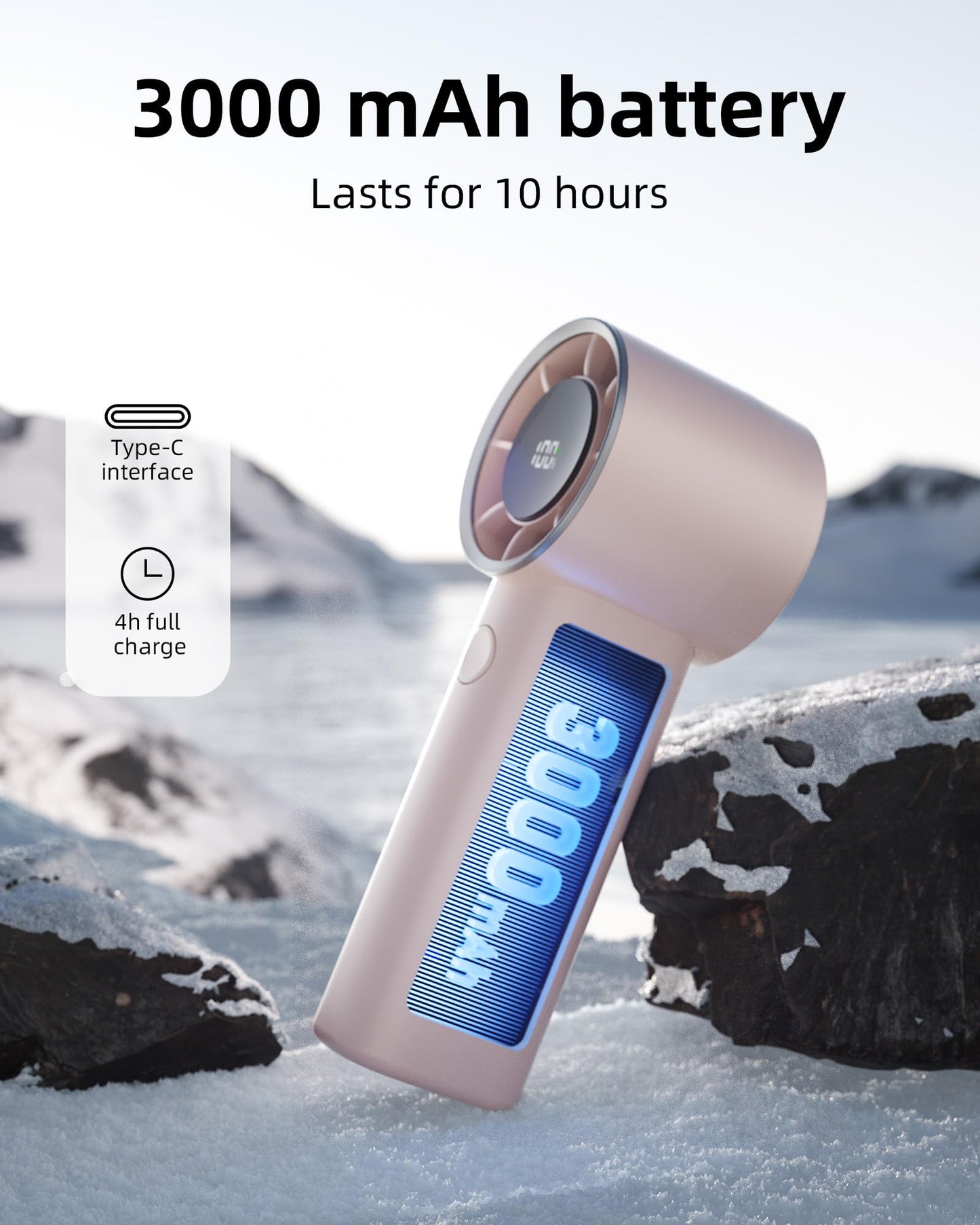 Mini Portable Handheld Fan,100 Speeds Adjustable Turbo Fans,Digital Display,30000 RPM,Up to 10H Use Time,USB Personal Fans,Rechargeable Fan Women,Gift for Gym/Travel/Camping/Outdoor/Indoor/Office