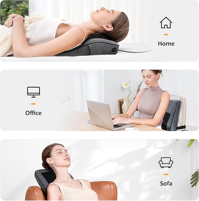Boriwat Back Massager with Heat, Neck Massager for Pain Relief Deep Tissue, 3D Kneading Massage Pillow for Back, Neck, Shoulder, Legs, Gifts for Women Men Mom Dad