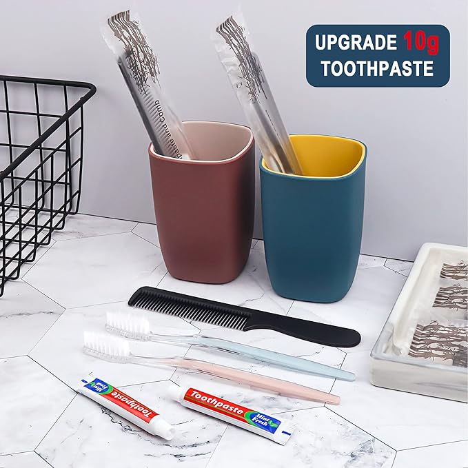 30pcs Disposable Toothbrushes with Toothpaste and Comb Individually Wrapped,10g Toothpaste,7inch Black Comb, Toothbrush for Homeless, Hotel,AirBnb