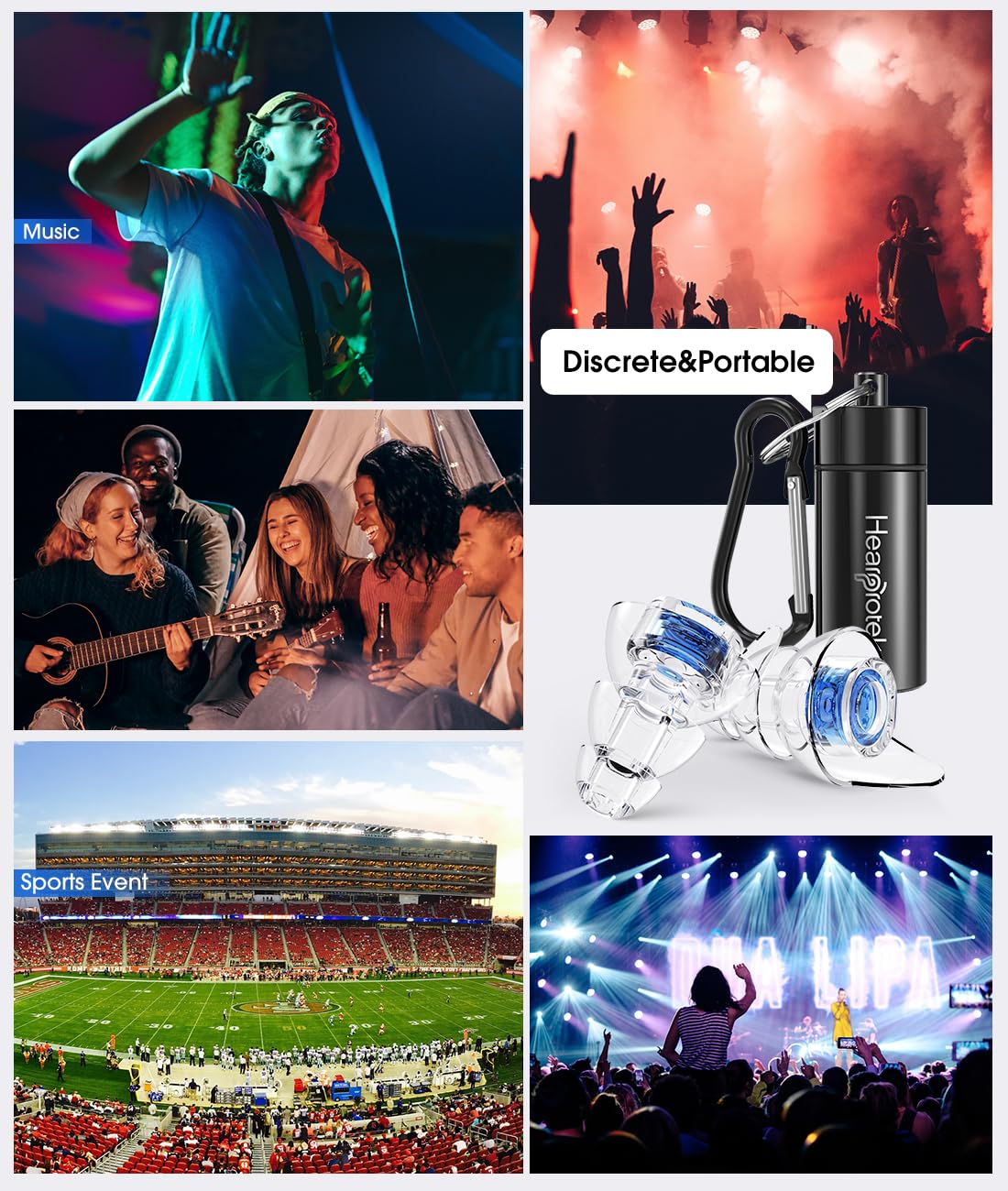 Hearprotek Concert Ear Plugs, 2Pairs Reusable high Fidelity Musician Ear Plugs for Concerts Loud Music-Noise Reduction Ear Protection earplugs for Rave,Festival,Music,Tinnitus Relief