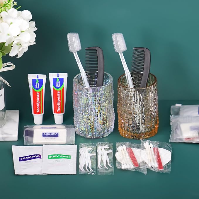 50 Sets Personal Hygiene Kit Bulk, Disposable Toothbrushes with Toothpaste Floss Comb Soap Cover Shampoo Body Wash and Vanity Kit, Toiletry Kits Homeless Supplies Bulk for Women,Men,Travel,Homeless