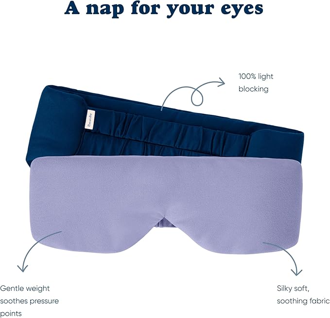 Bearaby Midnight Blue Sleep Mask 23” x 4” Weighted Eye Mask for Sleeping 0.75 lbs 100% Light Blocking Mask for Travel and Rest Silky Soft Fabric for Deep Gentle Sleep