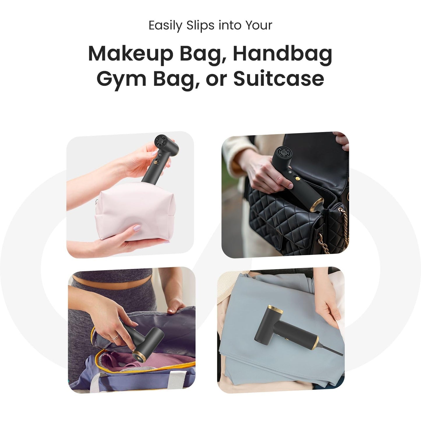 COSHARE Travel Hair Dryer, 110000 RPM High-Speed Brushless Motor, 200g Compact Travel Blow Dryer for Fast Drying, Smart Thermo-Control, Lightweight, Low Noise, Gunmetal