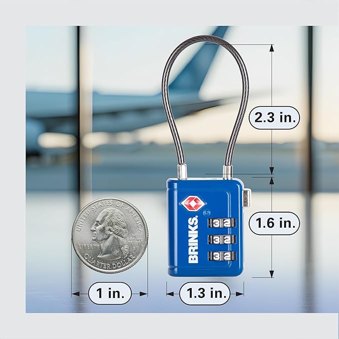 Brinks TSA Accepted Indicator Luggage Lock, Ressetable Combination, New More Secure TSA008 Key, 2 Pack (2, Blue, 2.5" Shackle)