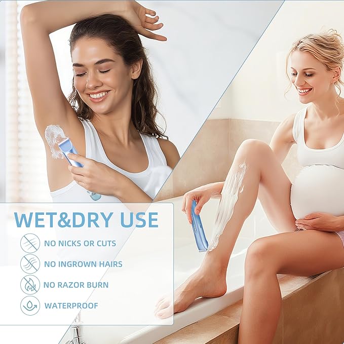 Bikini Trimmer for Women,Dual Head Shaver, IPX7 Waterproof, Compact Travel Design Bikini Shaver for Public Hair, Facial and Body(Blue)