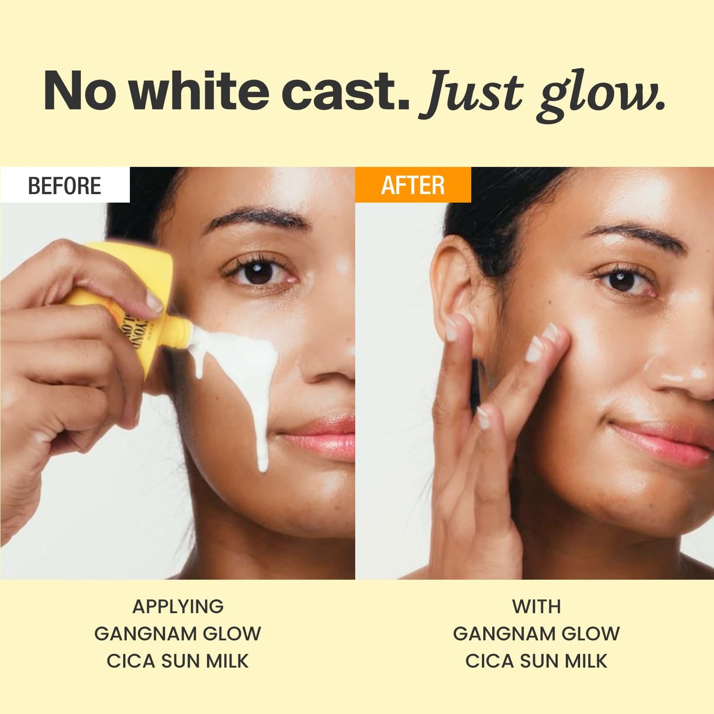 GANGNAM glow CICA SUN MILK, Moisturizer with SPF 50, Invisible Broad Spectrum Sunscreen for Face, No White Cast, Sun Protection with Cica and Niacinamide, Glow Natural Korean Sunscreen 1.69 fl.oz