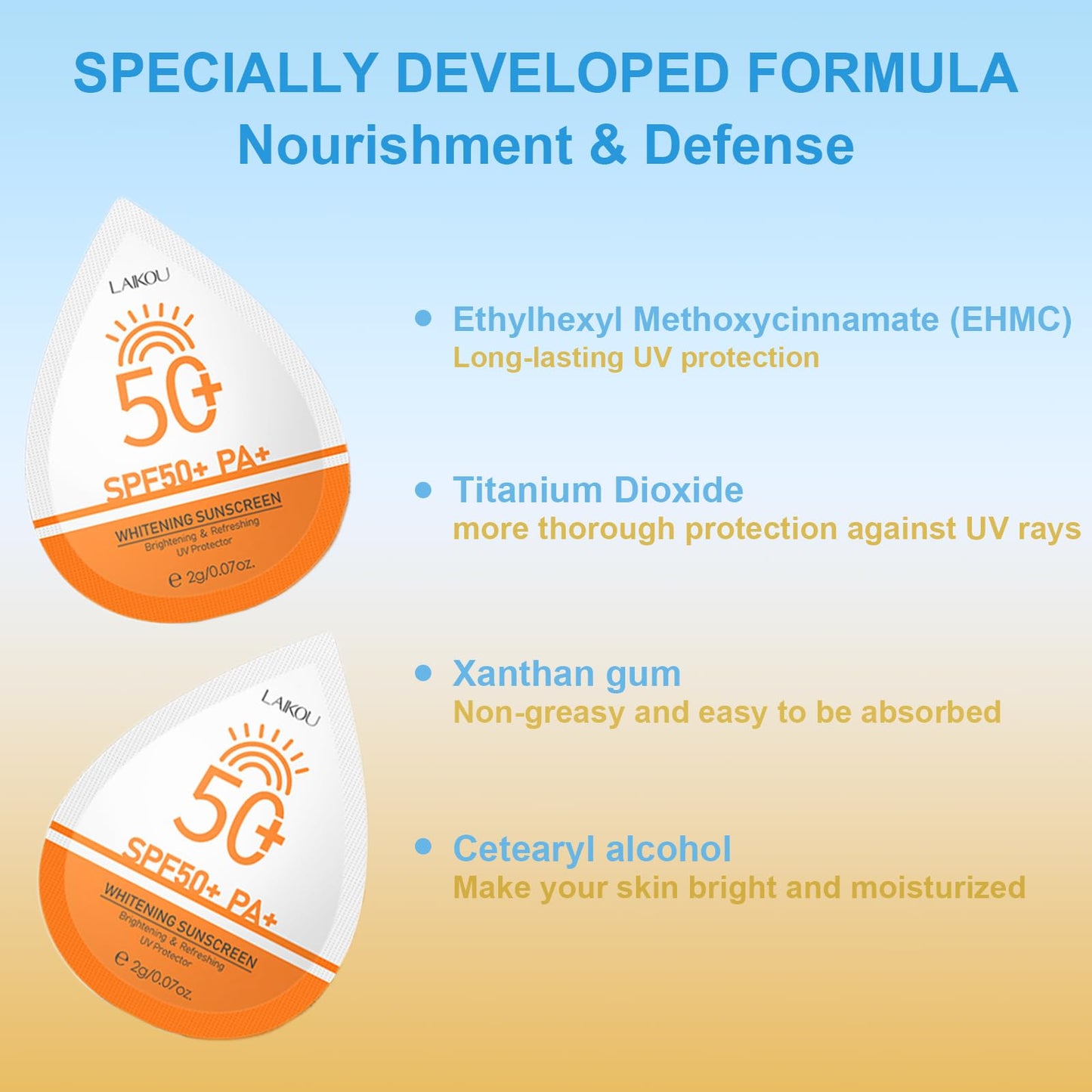 2g*60PCS Travel Size Sunscreen SPF50+ PA+ – Mini Sunscreen for Face & Body, Waterproof, Non-Greasy, Perfect for Thank You Gifts & Summer Party