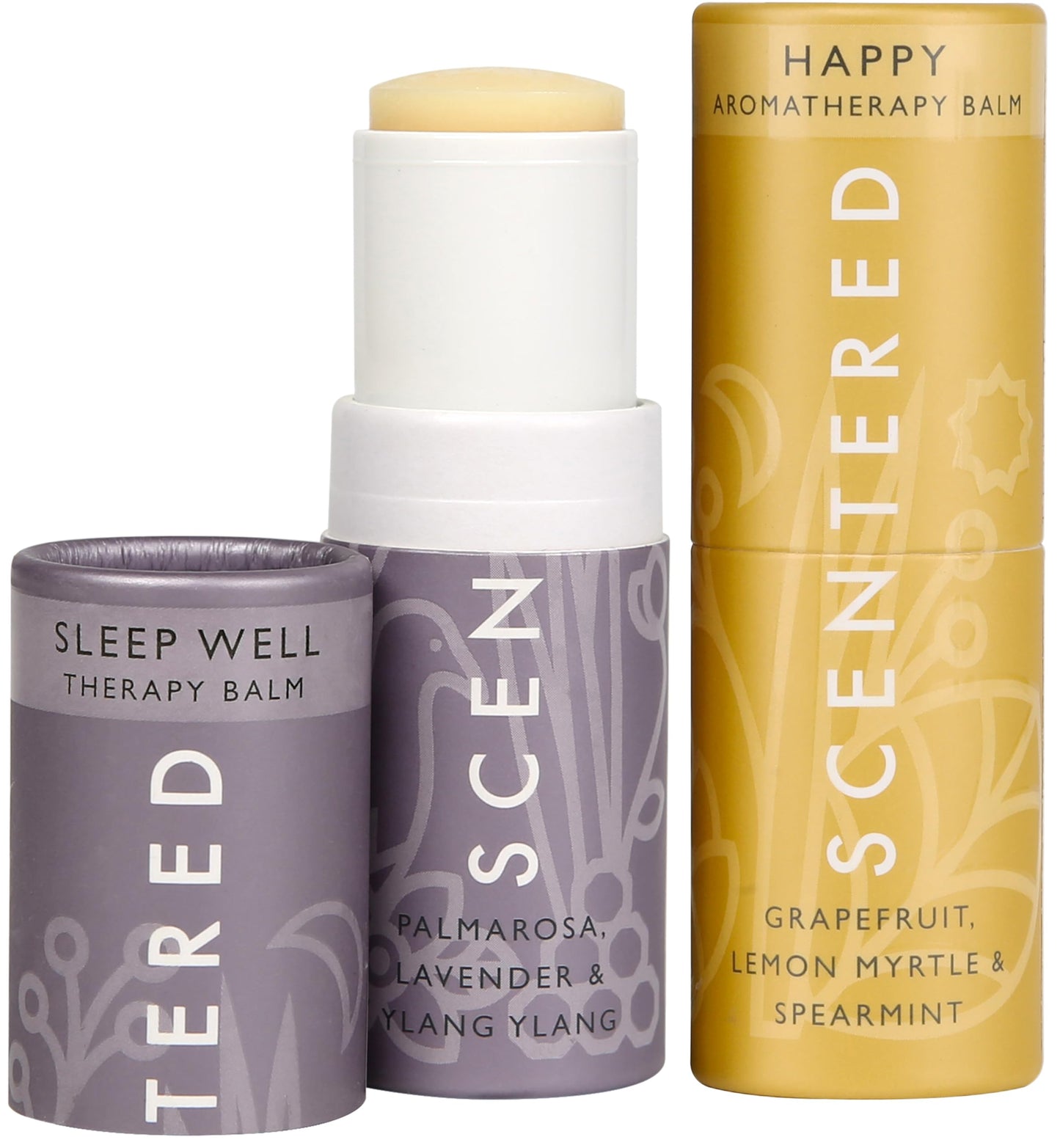 Scentered Aromatherapy Balm Stick Duo for Sleep Support & Mood Boost - Roll On Essential Oil Blends of Lemon Myrtle, Lavender, Ylang Ylang - Aromatherapy Gifts for Women - Sleep Well & Happy