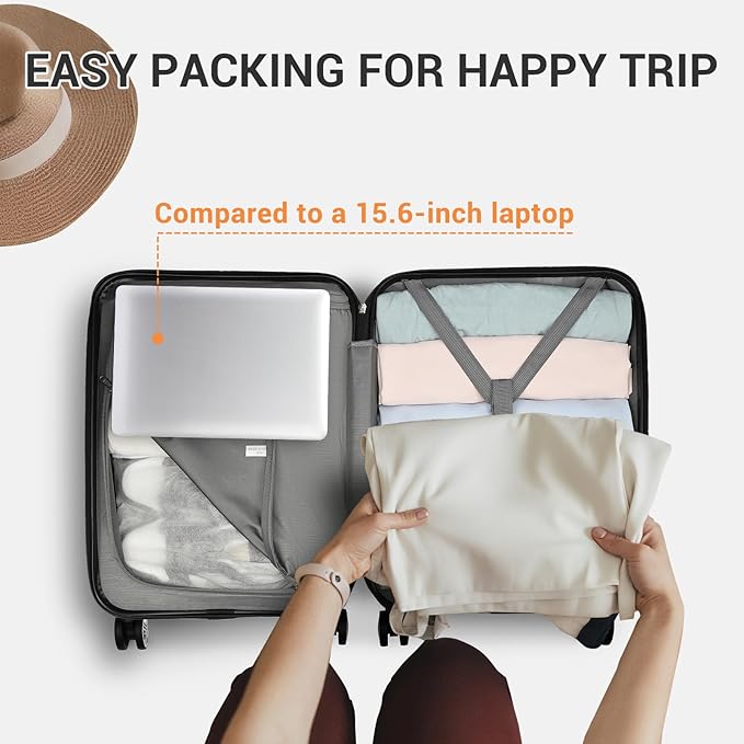 Kono 20'' Carry on Luggage Lightweight with Spinner Wheel TSA Lock Hardside Luggage Durable Small Carry on Suitcase Grey