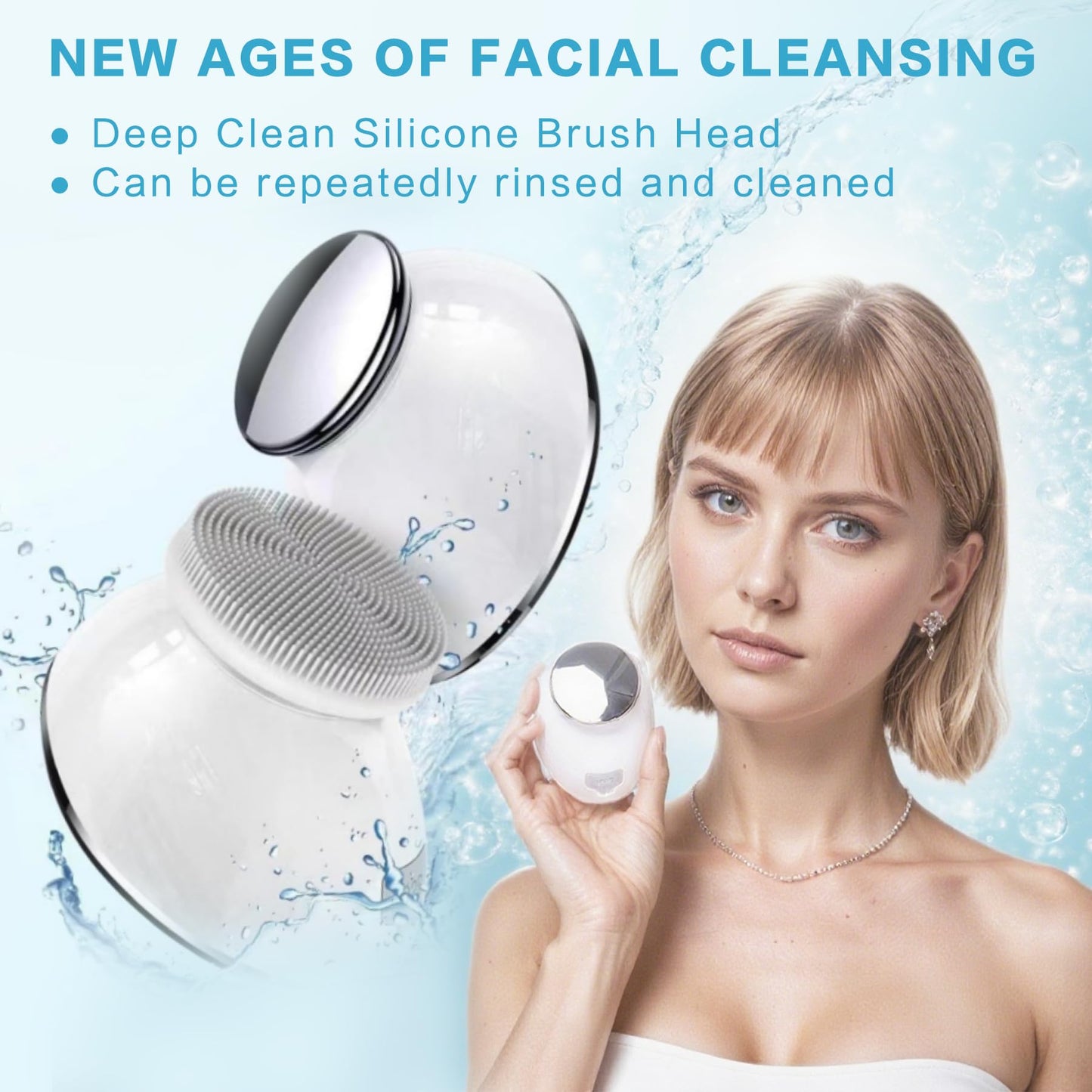 KmaxShip Face Scrubber, Exfoliate Face Brush, 2 in 1 Electric Vibration & Heated Face Scrubber for Cleansing & Massage, Suitable for Sensitive & Acne-Prone Skin, 5 Speed for Deep Facial Cleansing