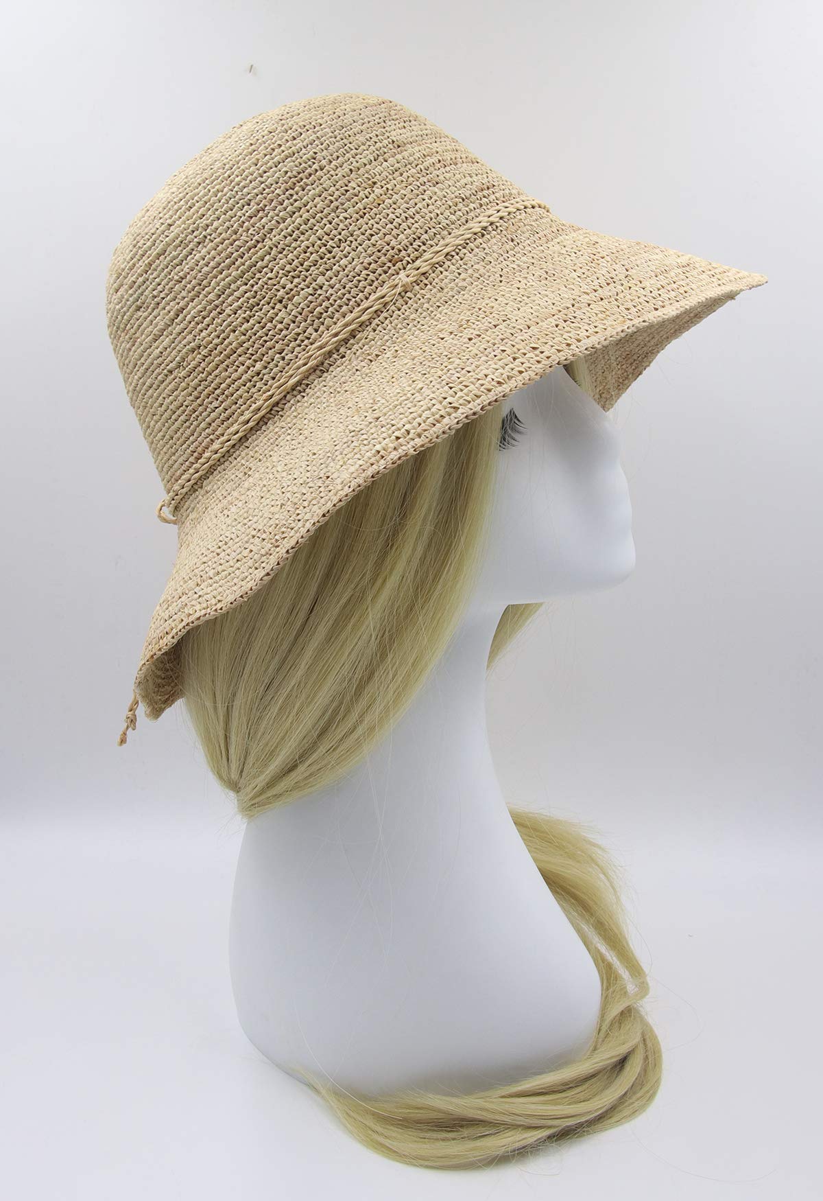 Melesh Women's Bucket Hats Fashion Womens Summer Beach Sun Straw Hat (Natural)