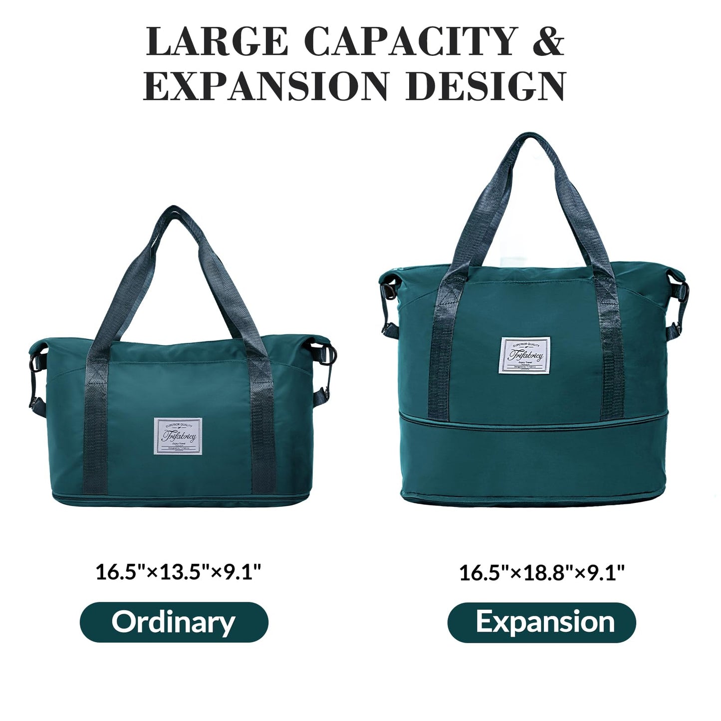 Trifabricy Travel Duffel Bag - Large Shoulder Weekender Overnight Bag, Carry on Bags with Wet Pocket, Waterproof Expandable Duffel Bags with Trolley Sleeve, Sports Tote Gym for Women, Peacock blue