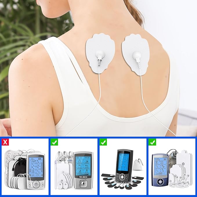 20-Pack TENS/EMS Unit Replacement Pad for More Than 30 Times Use, TEC.BEAN Latex-Free TENS Electrode Pads Set with Upgraded Self-Stick Performance, Compatible with MEDVICE,Belifu EMS Machine