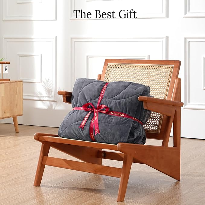 Kaisa Weighted Blanket for Adults (10 lbs, 60" x 78"), Soft Heavy Blanket Machine Washable, Queen Size Weighted Blankets with Glass Beads for Stress Relief and Sleep Promotion,Grey