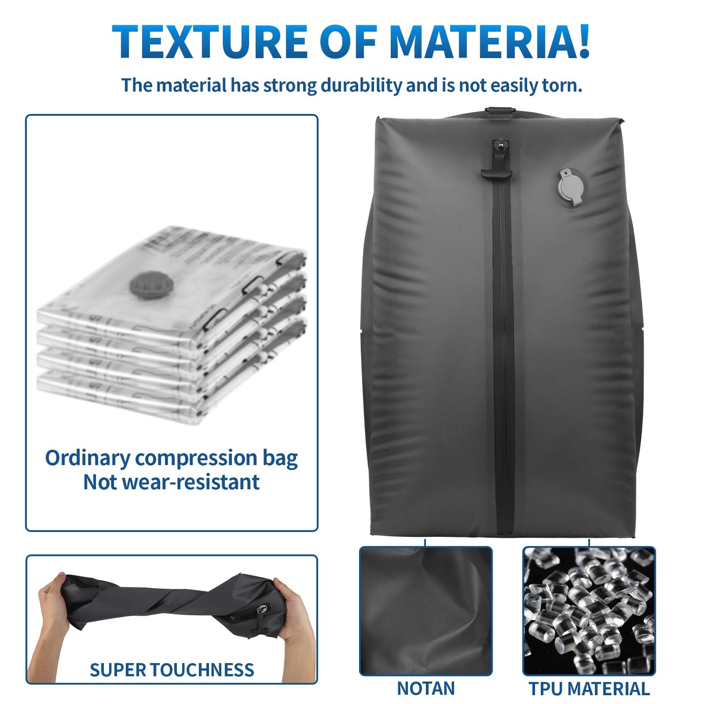 ANQAROS Vacuum Bags for Travel,Vacuum Bags for Travel with Wireless Vacuum Pump,IP67 Reusable Vacuum Compression Bags for Suitcases(1PC+Pump)