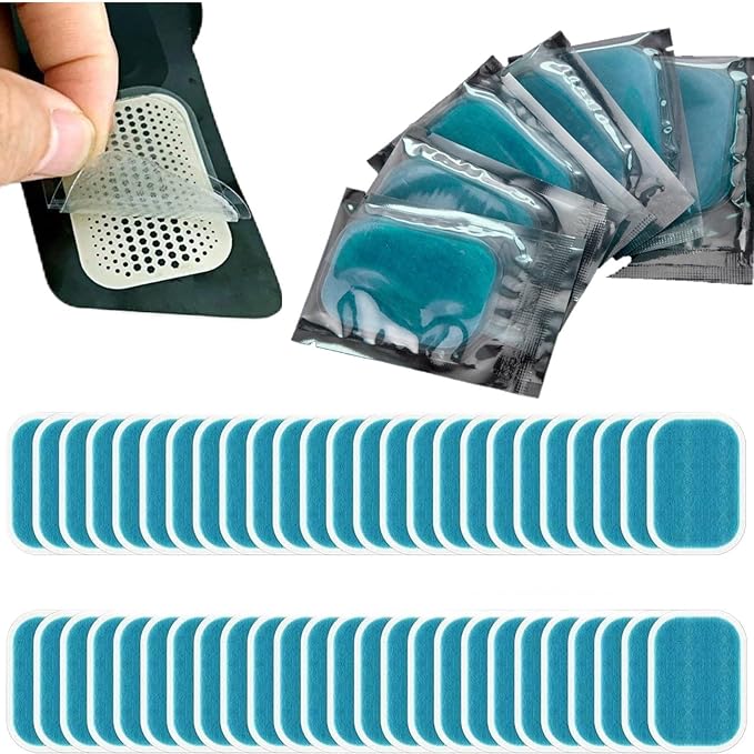 50 Pcs/25 Packs Gel Pads for ABS Stimulator Training Replacement Muscle Trainer Accessory for Ab Workout Toning Belt Blue