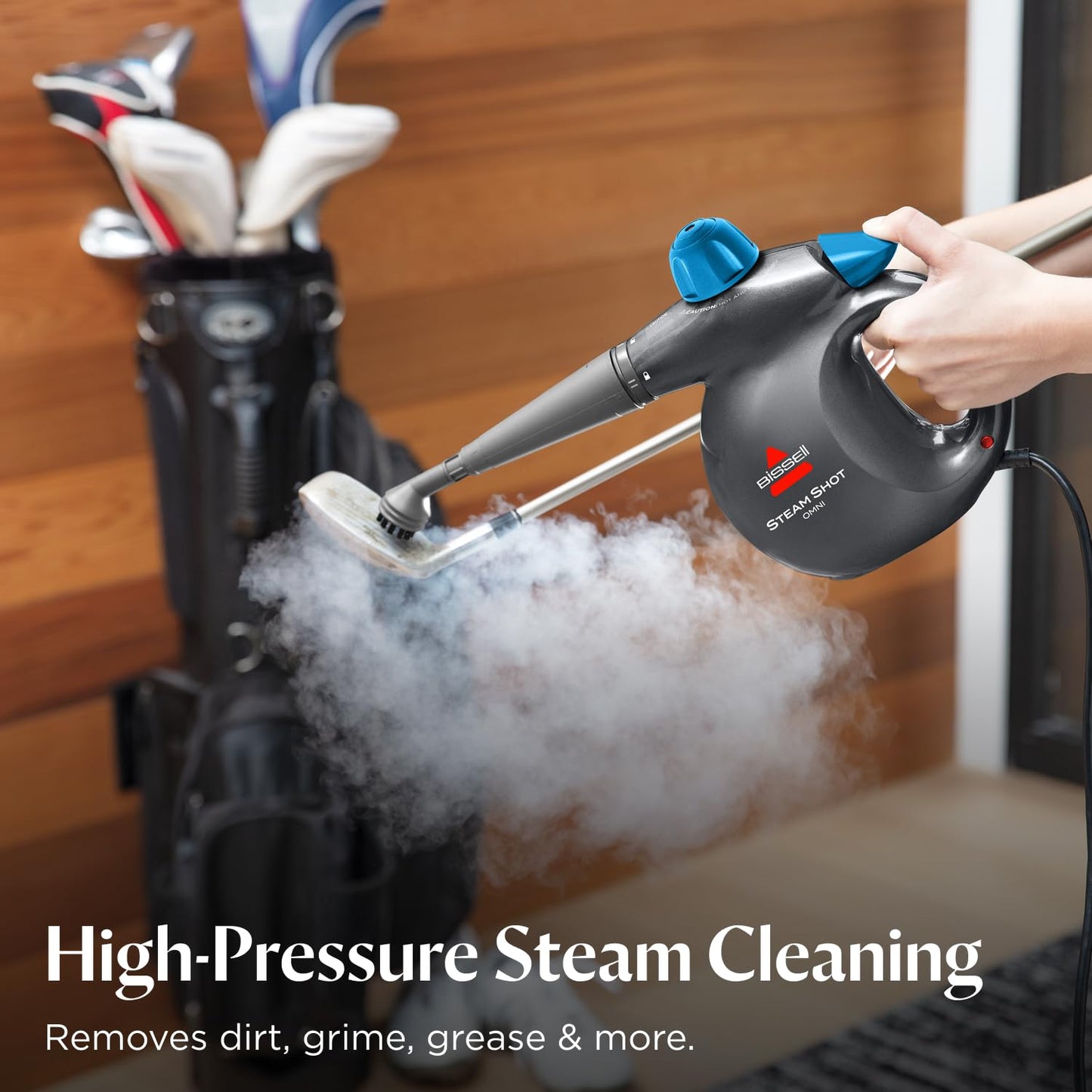 BISSELL Steam Shot Omni Pressurized Handheld Multi-Surface Natural Portable Steam Cleaner with 7 tools for tile, grout, windows, bathrooms, kitchen, auto