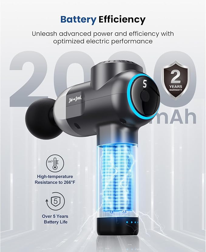 BOB AND BRAD C2 Plus Massage Gun with Heat, Deep Tissue Percussion Massager Gun, Muscle Massager, Electric Back Massagers for Professional Athletes Home Gym