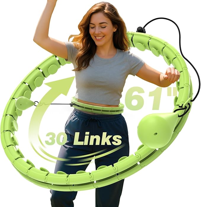 JKSHMYT Infinity Weighted Hula Exercise Hoop, for Adults Women Weight Loss Plus Size, 26/30 Detachable Links