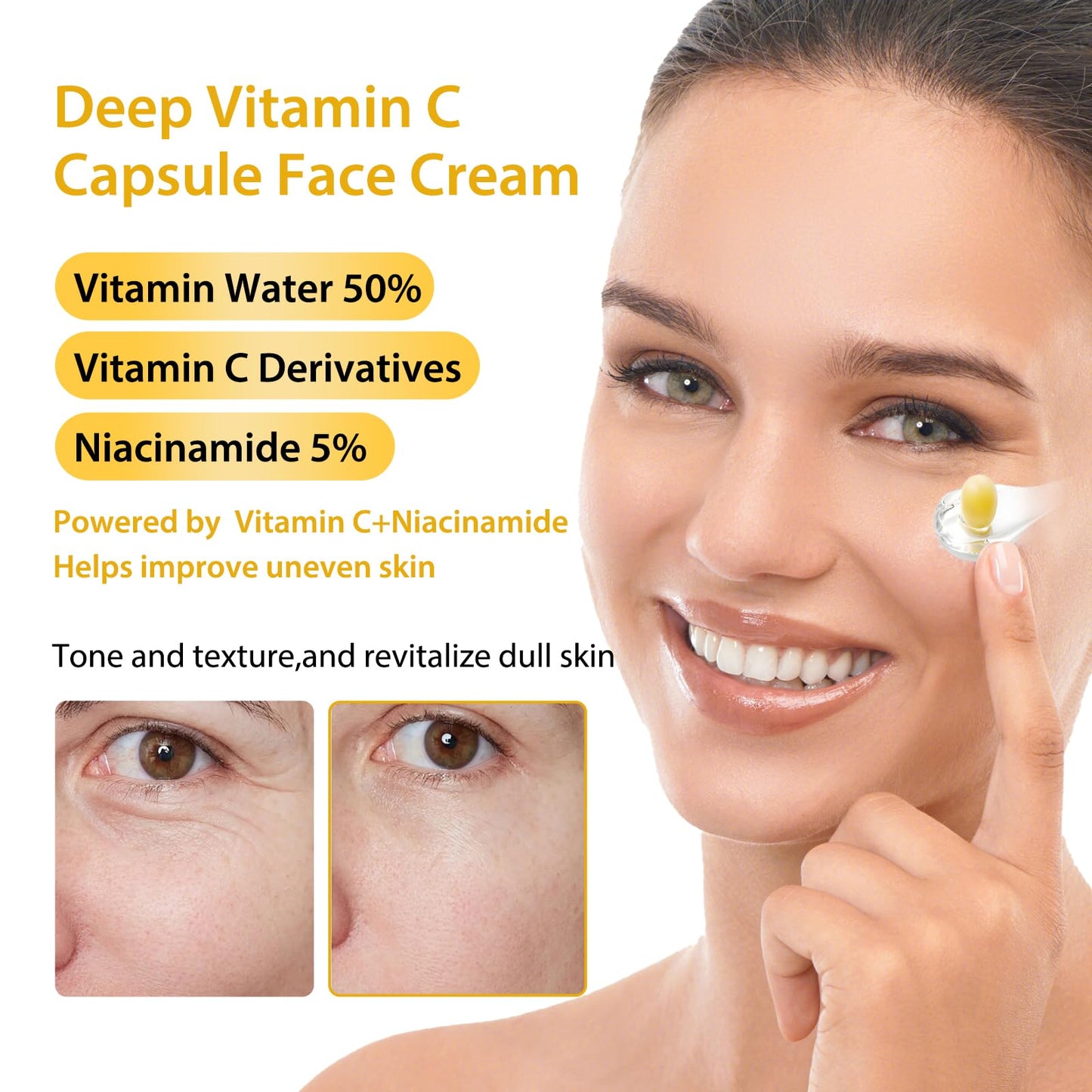 OUPEICHARM Deep Vitamin C Capsule Face Cream,Moisturizer Capsule Facial Cream,Hydrating Night Face Cream Skincare 4.9 OZ