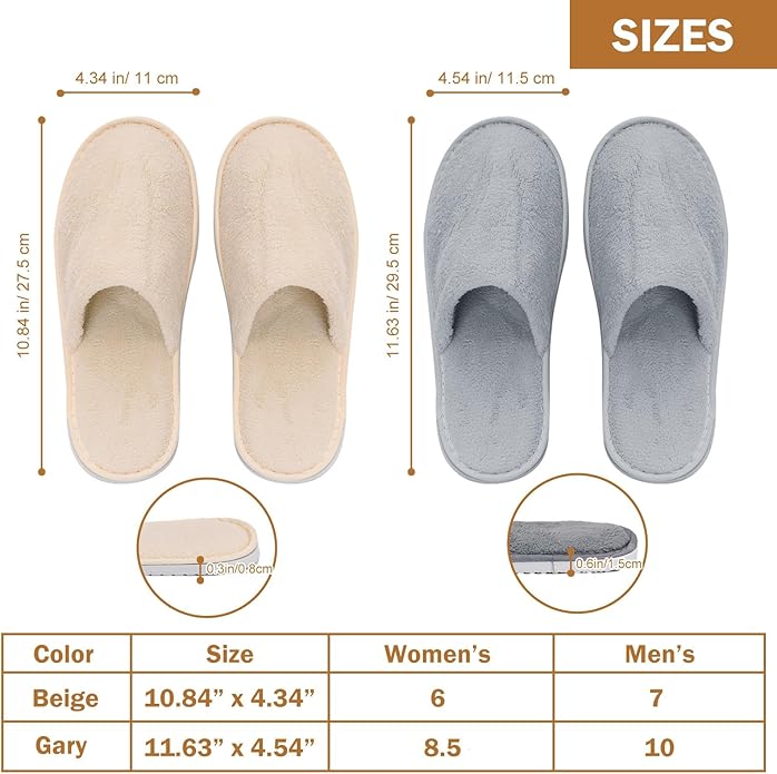 AQUEENLY House Slippers - Washable Spa Slippers Non Slip Indoor Guest Slippers for Shoeless Home, Women & Men