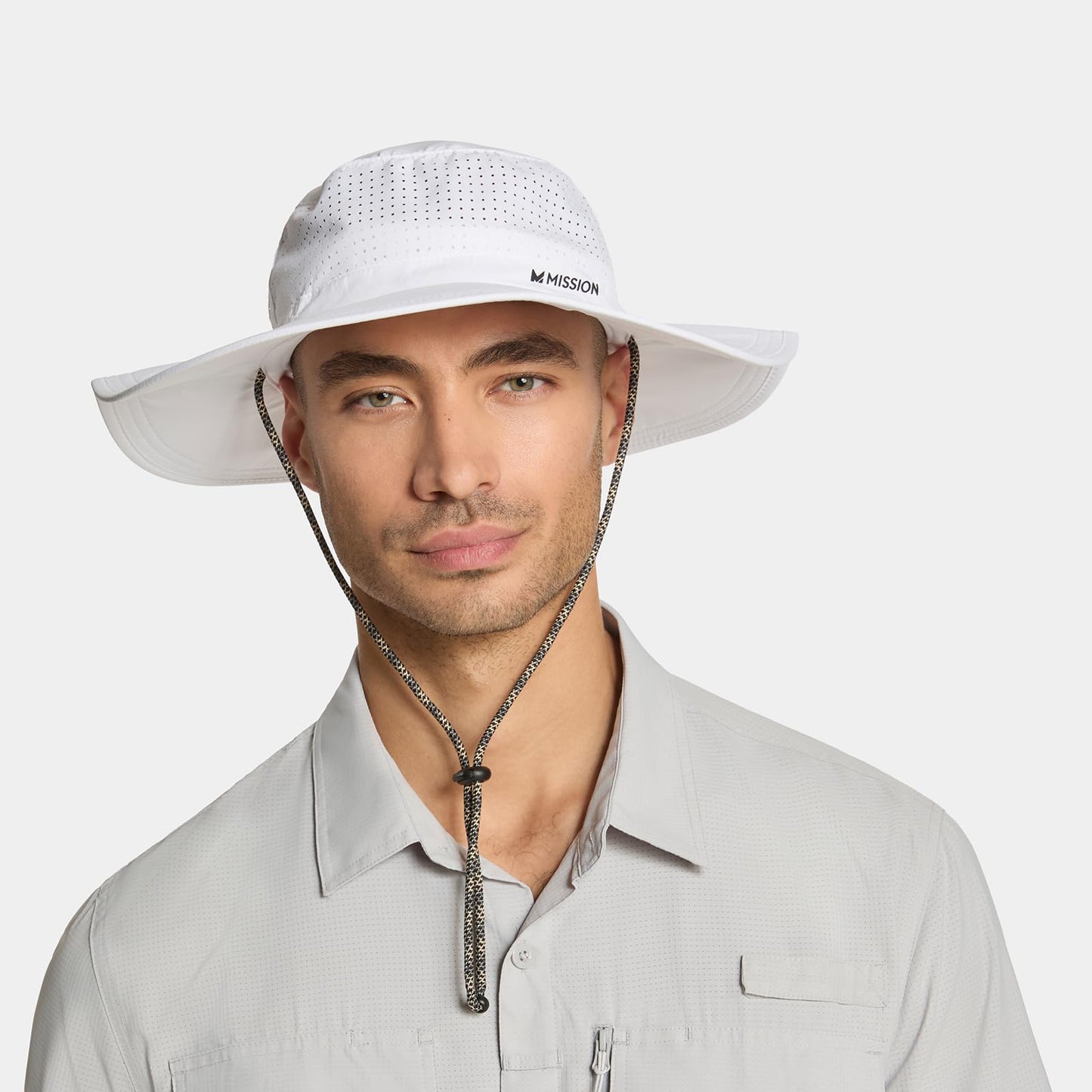 MISSION White Cooling UPF Boonie Hat - Unisex Sun Hat for Hiking, Beach & Fishing - Sweat & Water Activated Technology
