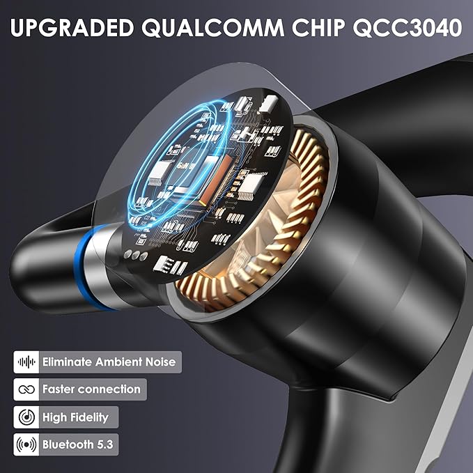 Bluetooth Headset V5.3, Wireless Earpiece with 1000mAh Charging Case, 96H Talktime, Hands Free Noise Canceling Headphones with Dual-Mic for Computer Cell Phones Trucker Home Work (Blue)