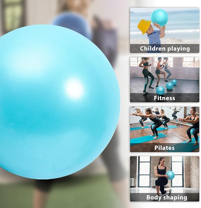 Cikyner Soft Pilates Ball, Small Exercise Ball 9 Inch Mini Gym Ball with Inflatable Straw, Suitable for Pilates, Yoga, Full Body Training, Physical Therapy and Balance improving at Home