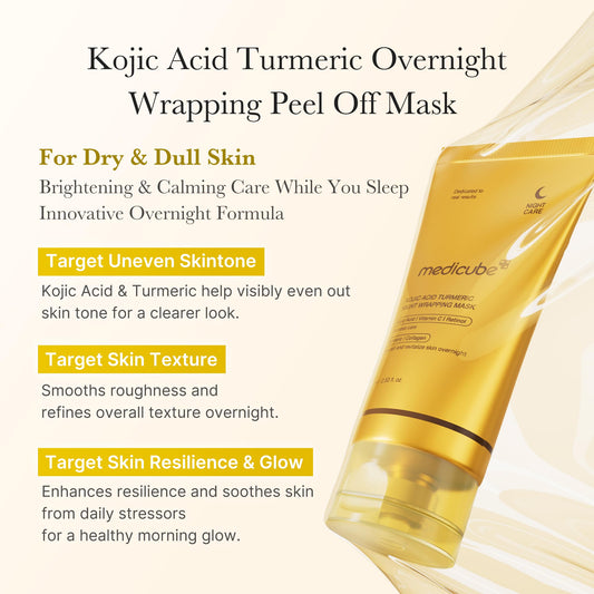 medicube Viral Glass Glow Overnight Wrapping Mask Duo: Collagen Overnight Wrapping Peel Off Facial Mask Pack and Turmeric Overnight Wrapping Peel Off Mask and Jelly Brush