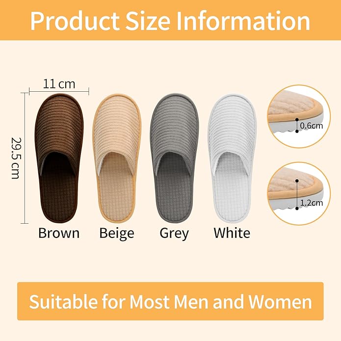 30 Pairs House Slippers Non Slip Disposable Washable Reusable Closed Toe Hotel Slippers for Guests Spa Travel Home Indoor Wedding Party