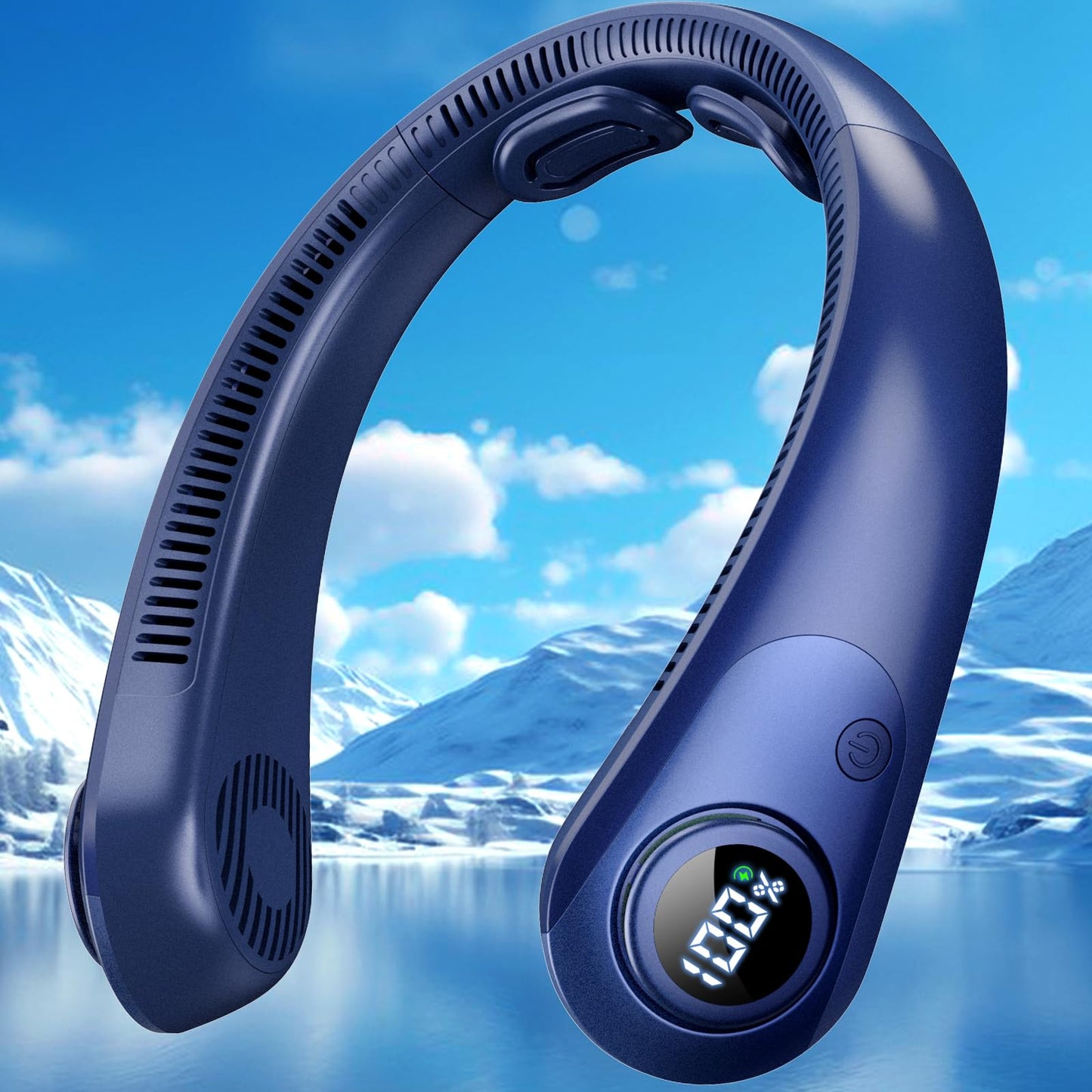 Portable Neck Fan that Blow Cold Air, LED Display, Rechargeable Hands-Free Wearable Cooling Personal Fan, 5 Speed, Neck Support, Bladeless Neck Air Conditioner, Gift for Women/Men, Hot Flashes, Travel