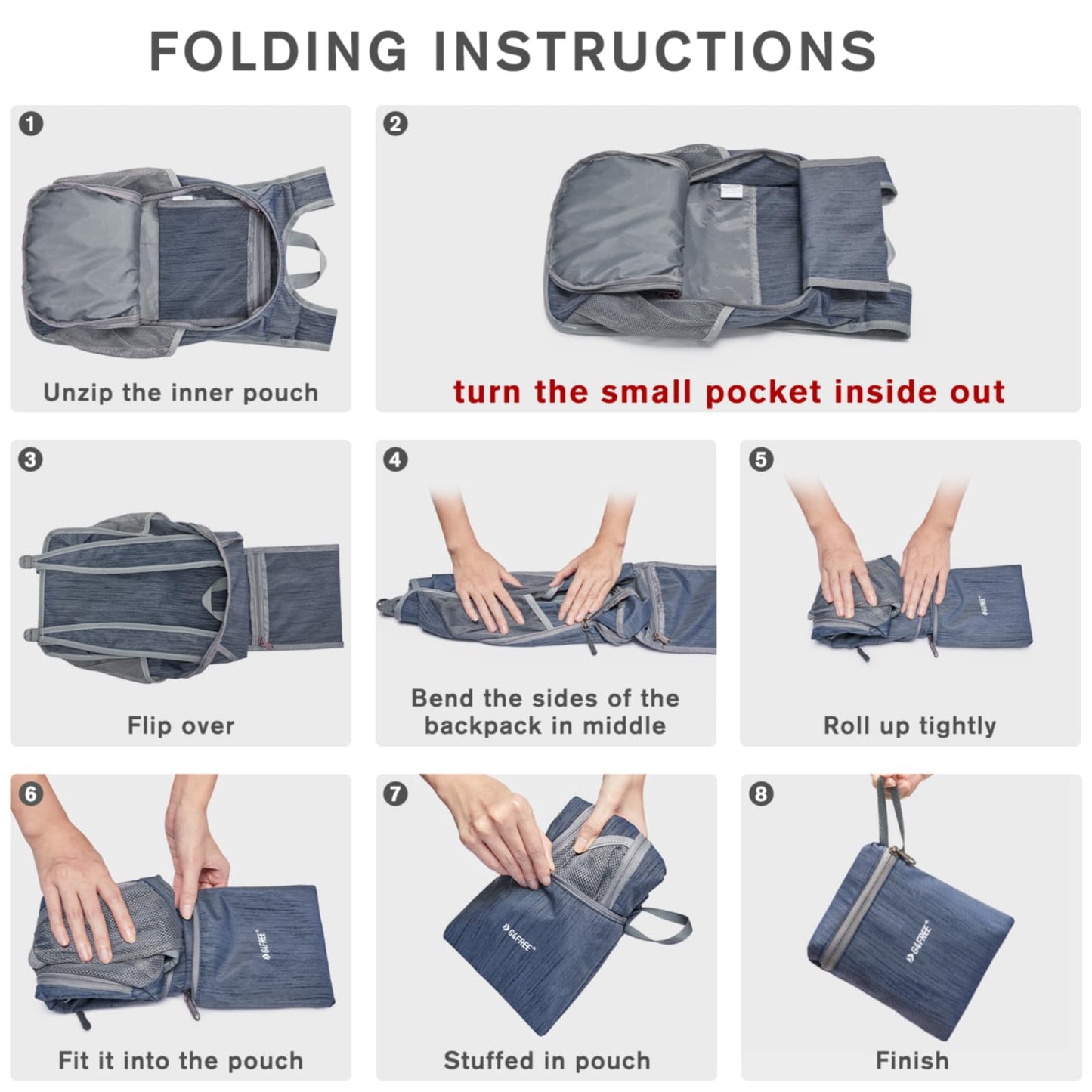 G4Free 10L Hiking Backpack Small Travel Hiking Daypack Lightweight Packable Backpack Casual Foldable Shoulder Bag