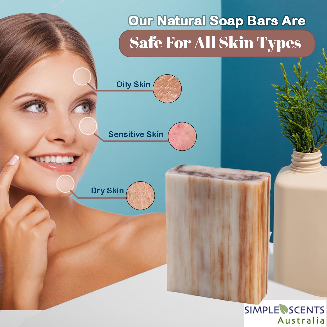 Simple Scents Australia Patchouli Scented Natural Soap Bars (12 Bars), 3.5oz Moisturizing French Triple Milled Soap Bars Enriched with Shea Butter - Pure Plant Oil Bath & Body Bars