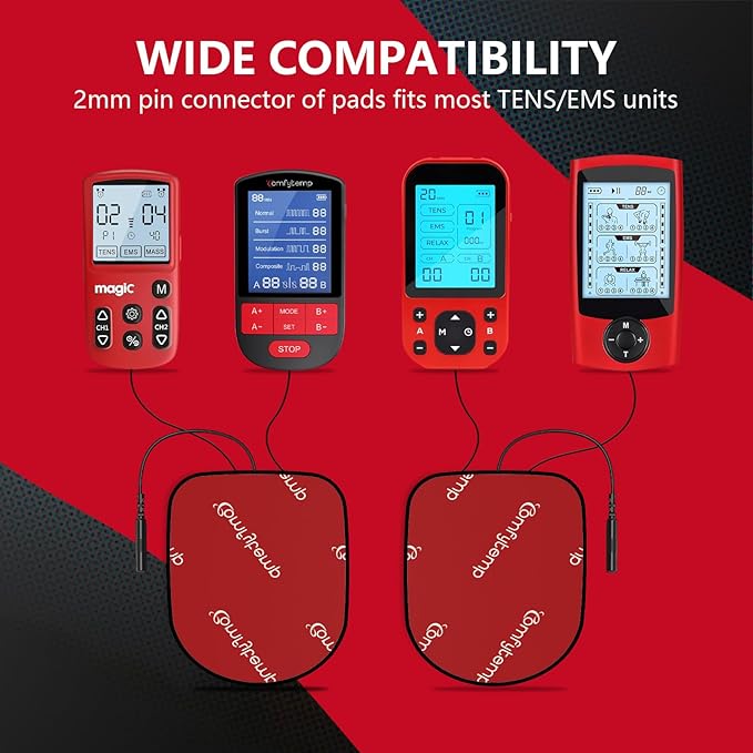 Comfytemp TENS Unit Reusable Adhesive Electrodes, Suitable for Most TENS, Replacement Pads, Suitable for TENS Unit Muscle Stimulator