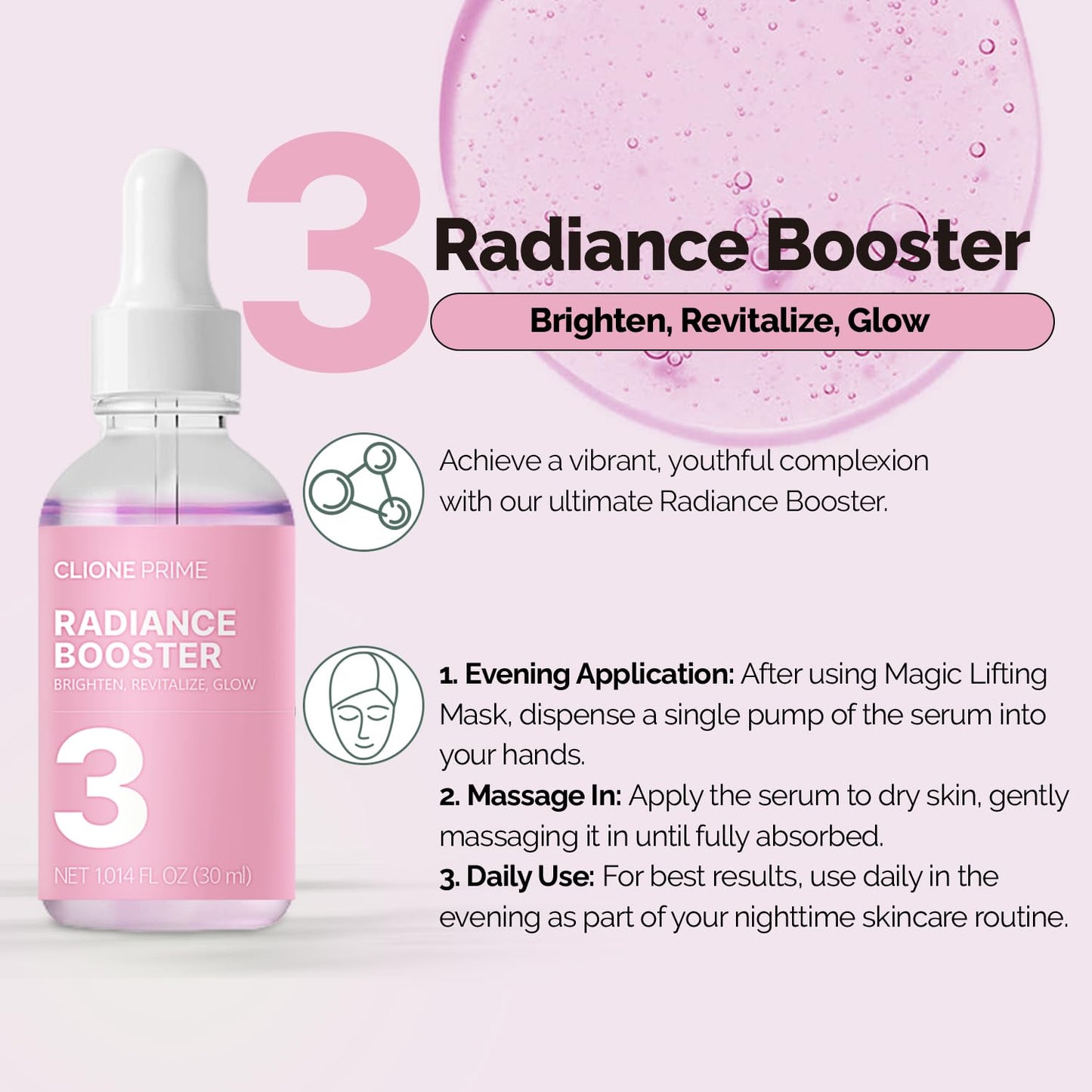 CLIONE PRIME KBeauty Skin Clinic at Home - 4 Step Night Care Kit - Anti-Aging Lifting & Firming Treatment for Wrinkles, Elasticity & Hydration - Korean Skincare Essence, Mask, Booster & Ampoule Set