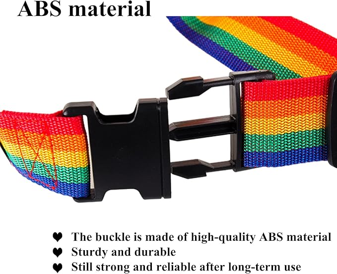 2 Pack Suitcase Belts, Adjustable Luggage Straps, Bright Colors Travel Packing Straps with Quick Release Buckle (Rainbow)