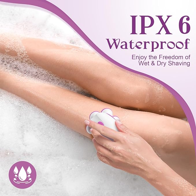 7D Electric Razor for Women: Full-Body Shaver for Legs & Face – Waterproof Wet/Dry Use with LED Light & Travel Cover – Smooth Close Bikini Shaver (Pink)