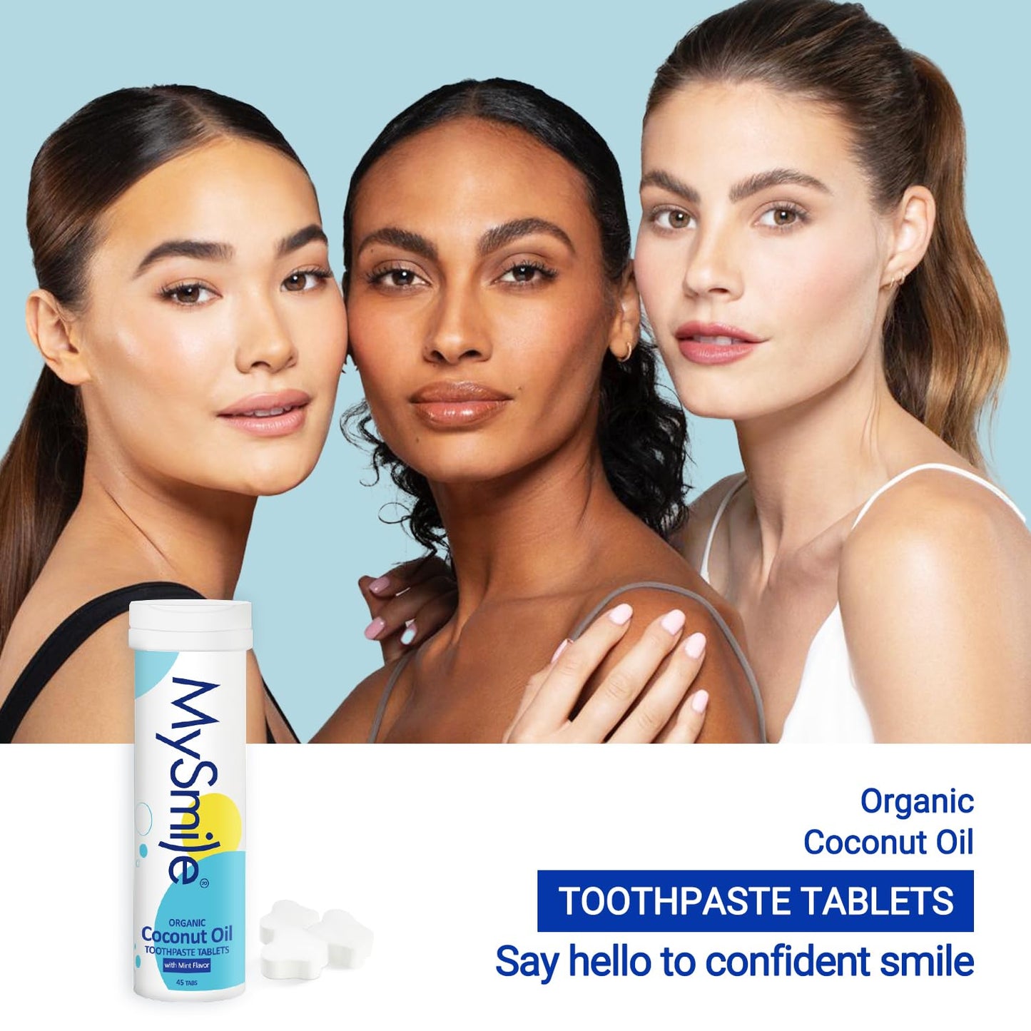 MySmile Toothpaste Tablets - Nano hydroxyapatite, Flouride Free, Organic Coconut Oil Travel Mouthwash Tablets, Remineralize & Reduce Sensitivity Toothpaste Bites for Brushing & Freshing Teeth