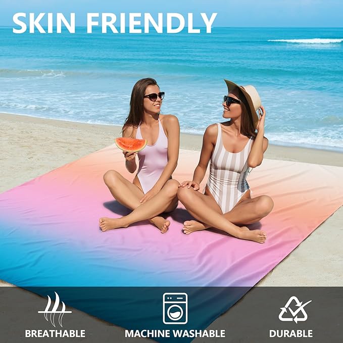 Beach Blanket Waterproof Sandproof Beach Mat 79" X 83"/10'x9'for 2-8 Adults Quick Drying Outdoor Picnic Mat Beach Accessories for Travel, Camping, Hiking