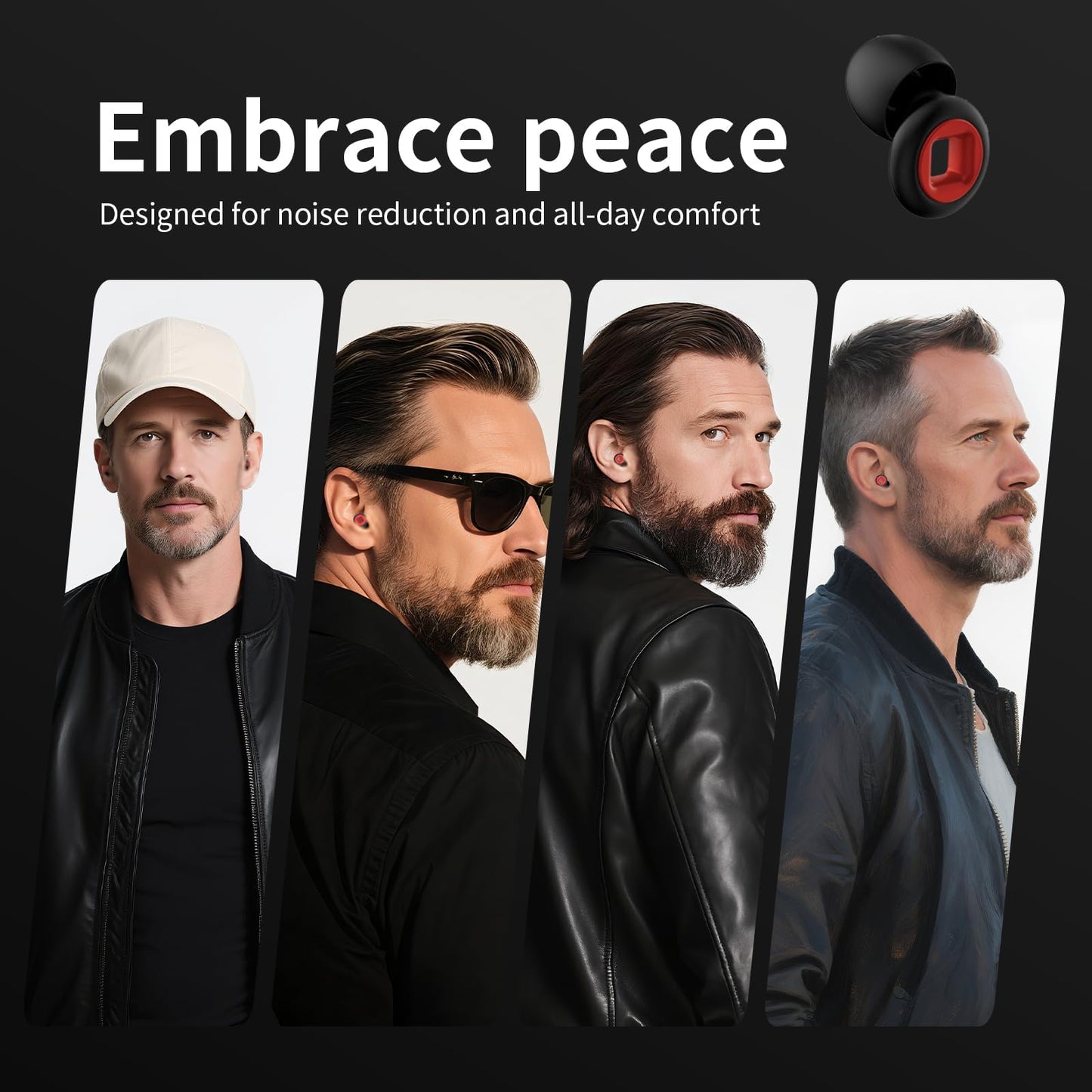 Ear Plugs for Sleeping Noise Cancelling,45db Motorcycle Ear Plugs for Noise Reduction with 8 Eartips,Reusable Silicone Earplugs for Sleep,Concerts,Work,Study,Snoring,Travel (Black and Red)