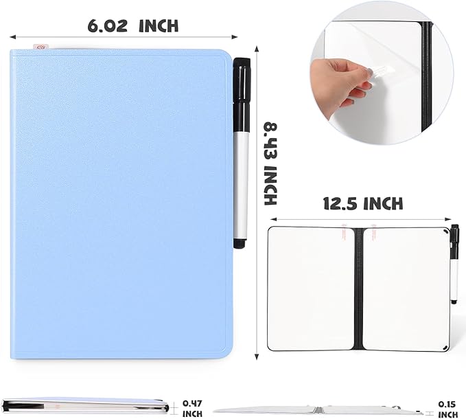 AGM Portable White Board Dry Erase, Double Sided Folding Whiteboards with Pen, Small Dry Erase Board for Study, Meeting, Doodling, Planning, Blue