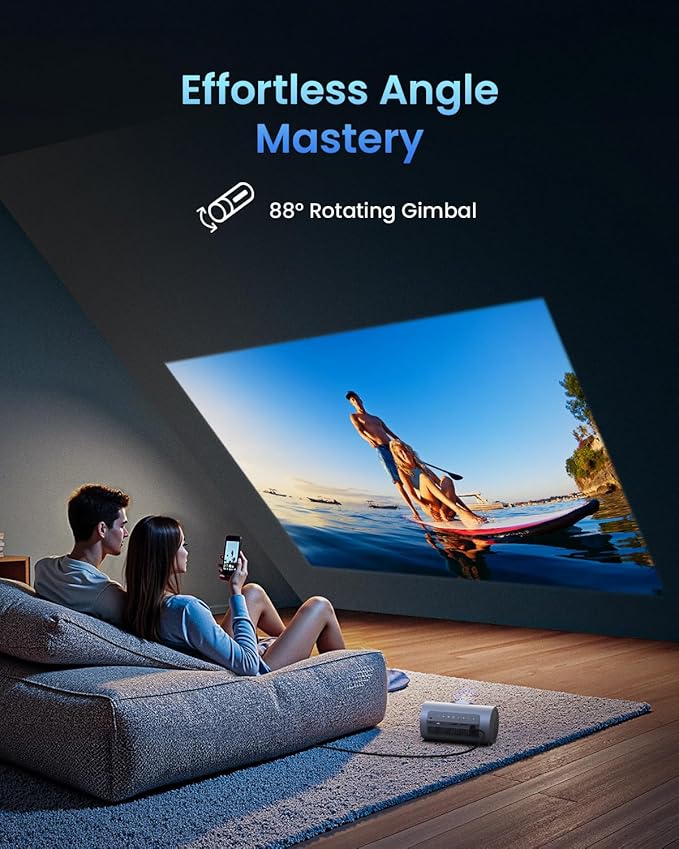 JMGO PicoPlay 1080P Smart Portable Projector, Google TV, 400ISO Lumens, 8W Dolby Digital, 3D-Active, HDR10, Mini Projector with WiFi & Bluetooth for Home, Outdoor, Include Optical Filter