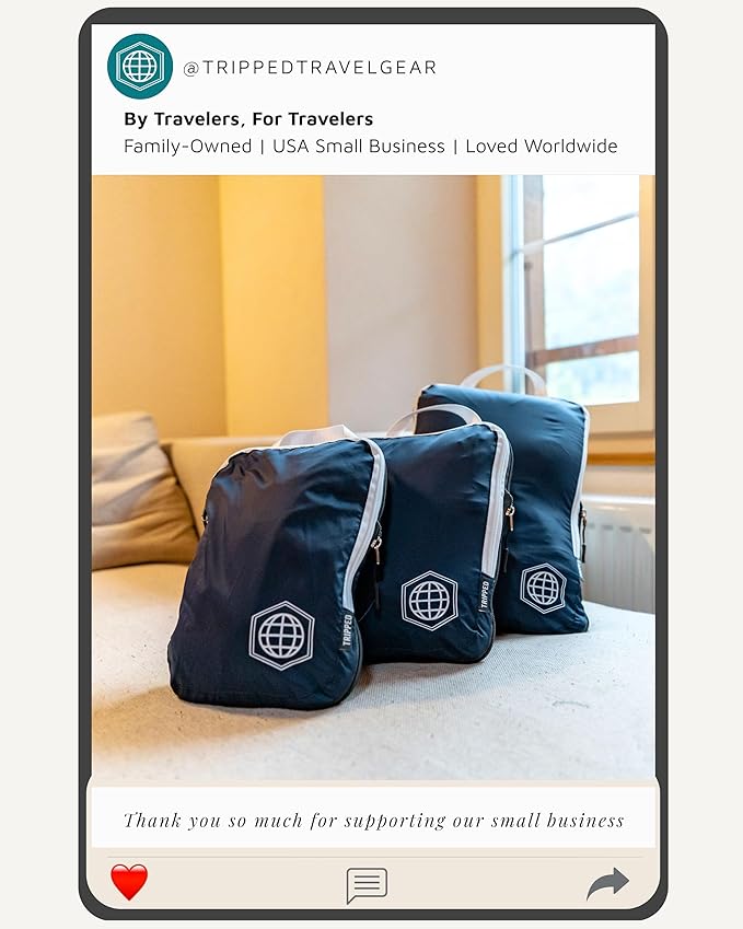 Compression Packing Cubes Set for Travel - Lightweight, Durable Clothes Organizer for Carry-On Luggage and Suitcases by TRIPPED Travel Gear