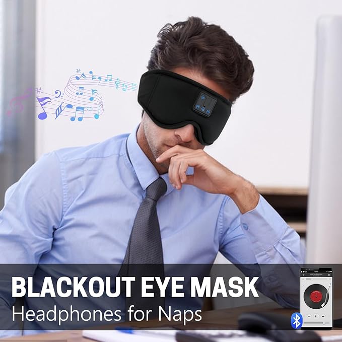 Aurya Sleep Mask with Bluetooth Headphones, 3D Eye Mask for Sleeping, 5.4 Wireless Sleeping Headphones with Ultra-Thin HD Stereo Speaker for Side Sleeper, Office Nap, Air Travel, Meditation